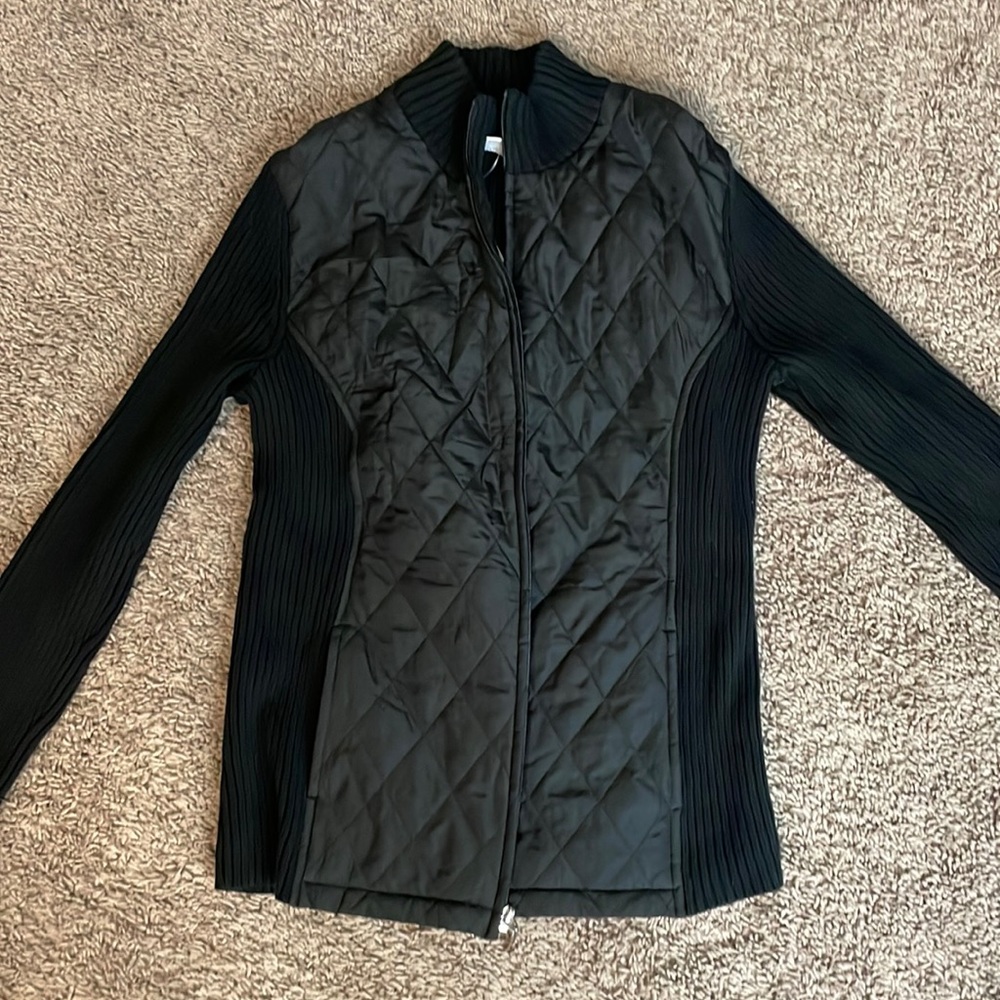 Nice Black Sweater With Outer Layer Coat Like
